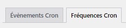 Onglet des fréquences cron du plugin WP Crontrol