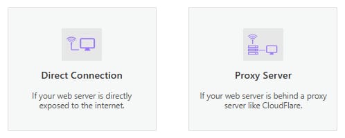 Les options de configuration de la connexion internet (directe ou indirecte) du plugin. 