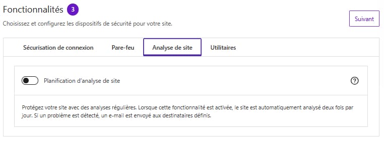 Configuration de l'outil d'analyse de sécurité de Solid Security