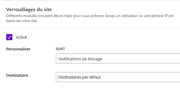 La configuration des notifications de verrouillage